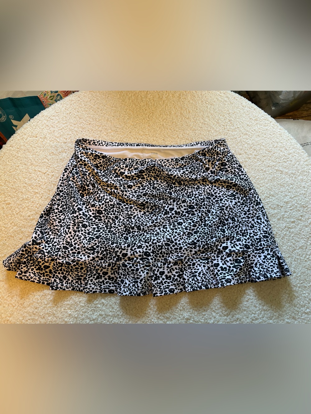 Tail Black & White Leopard Print Ruffle Mini Skirt